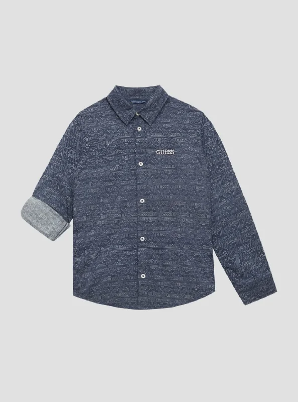 Blue Stretch Poplin Long Sleeves Shirt (7-16)Limited Edition Shirts