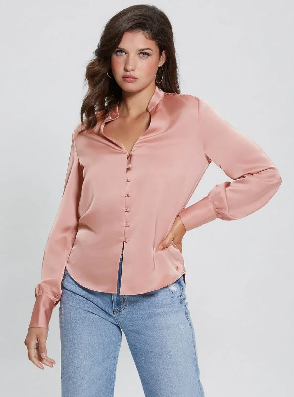 Eco Blush Rita Satin ShirtSilk Shirts