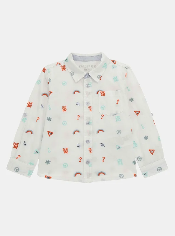 Rainbow Multi Poplin Long Sleeve Shirt (2-7)Yoga Shirts