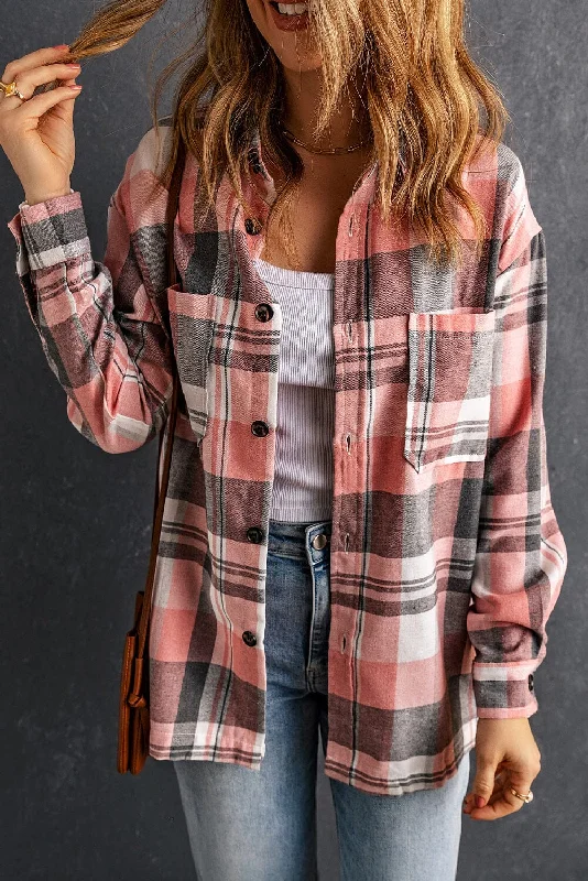 Plaid Dropped Shoulder Longline ShirtFestival Shirts