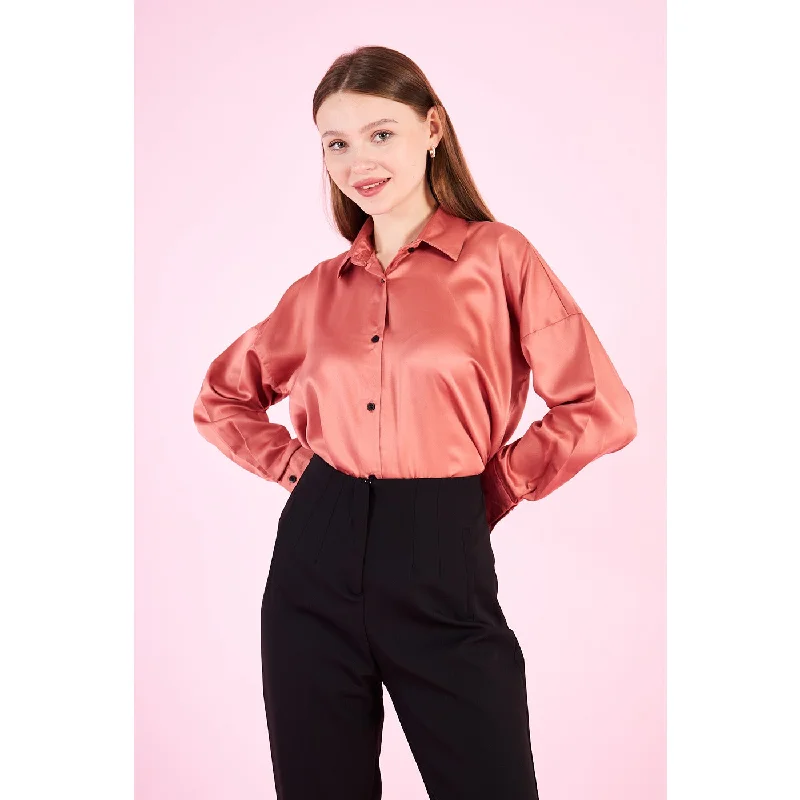 Pink Button Down Satin ShirtFloral Shirts