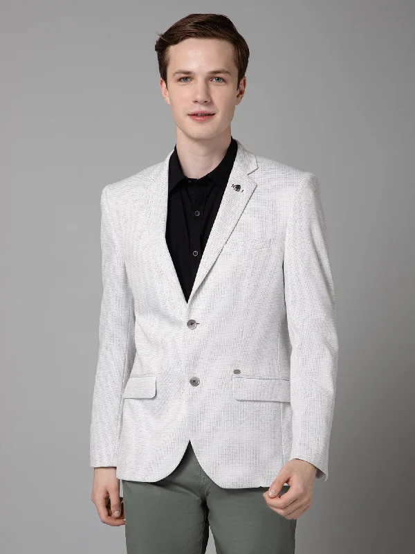 Off White Self Design Full Sleeves Casual Blazer For MenBlazerAI